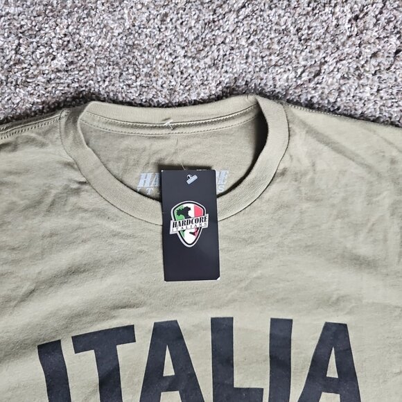 NWT Hardcore Italians Olive Green Size Medium Short Sleeve Double Sided Shirt - Picture 3 of 8